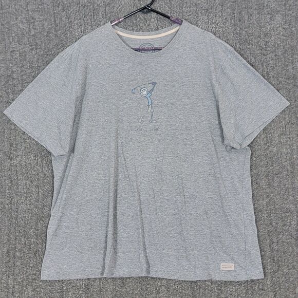 Life Is Good T-Shirt Mens XXL Gray Short Sleeve Smiling Golfer Golfing Tee - Picture 1 of 11